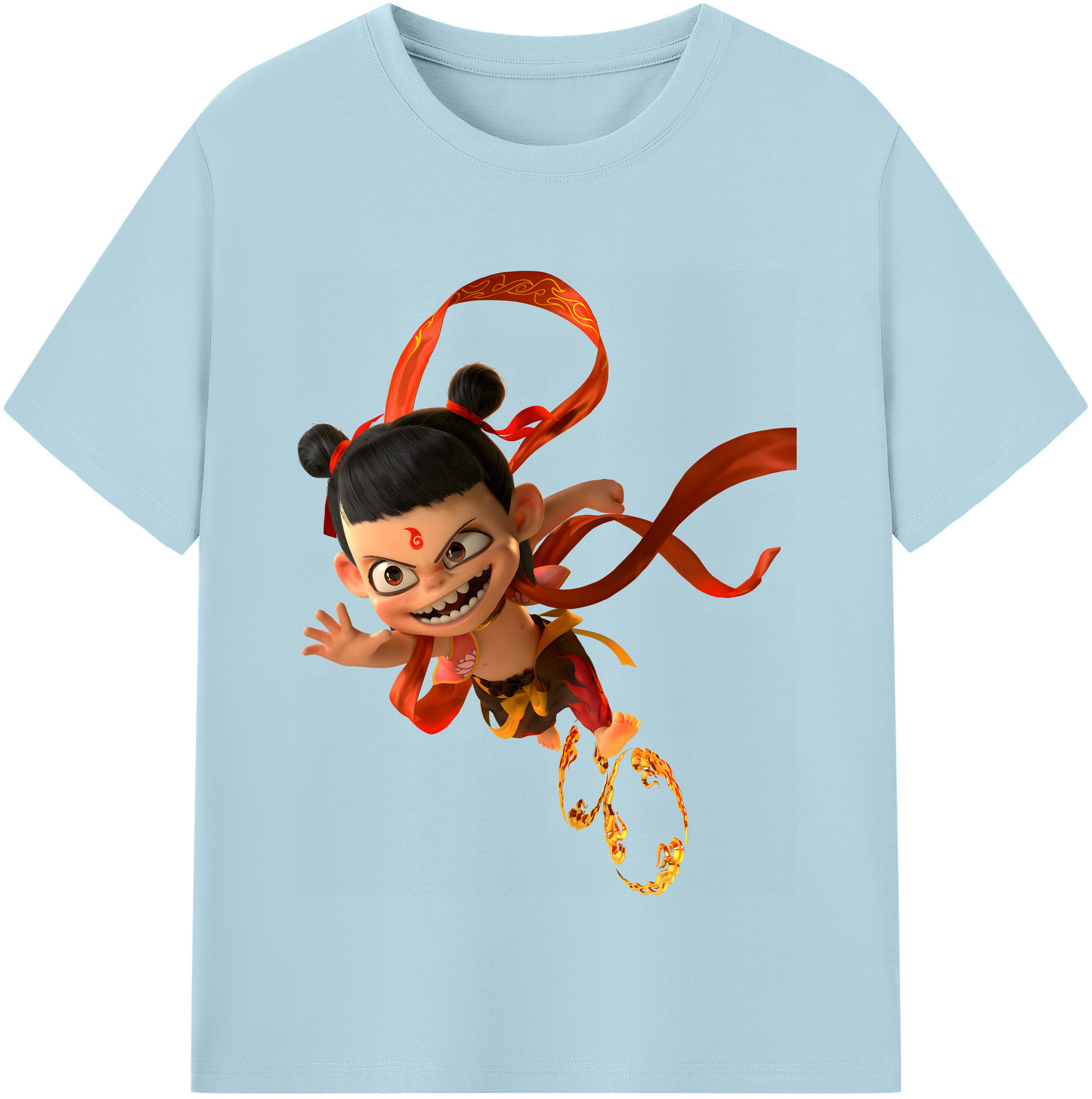 （画像用） Ne Zha 2 ナタ 魔童の大暴れ 綿100％半袖Tシャツ（フロントプリント）